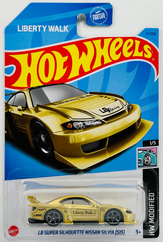 Hot Wheels 2023 - Collector # 017/250 - HW Modified 1/5 - LB Super Silhouette Nissan Silvia (S15) - Gold - USA