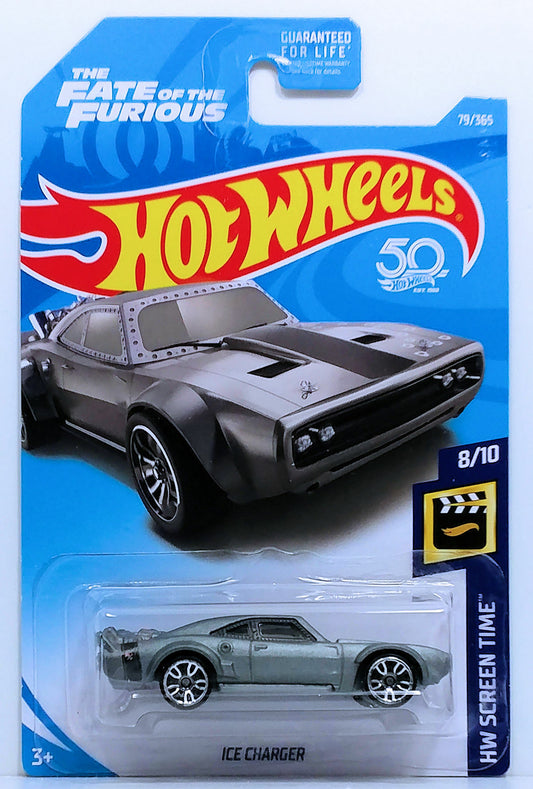 Hot Wheels 2018 - Collector # 079/365 - HW Screen Time 8/10 - Ice Charger - Satin Gray - USA 50th Card