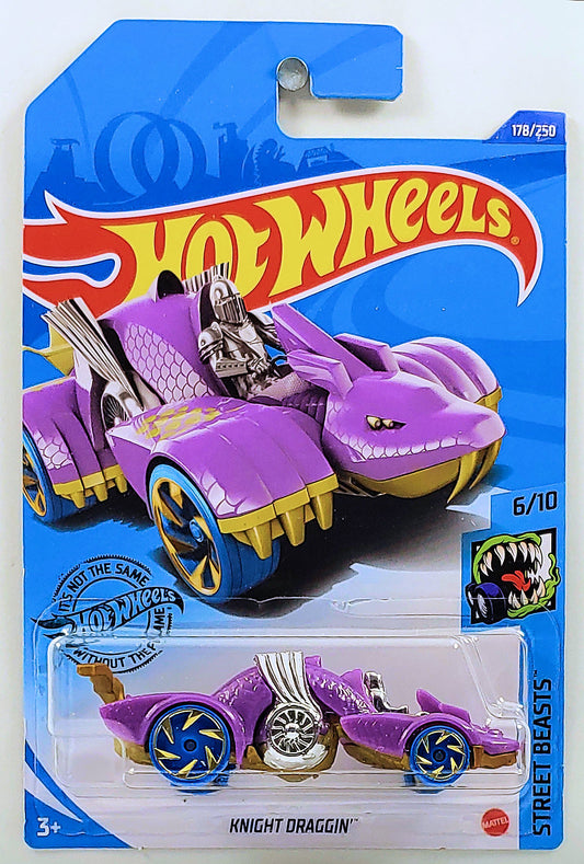 Hot Wheels 2020 - Collector # 178/250 - Street Beasts 6/10 - Knight Draggin' - Purple - IC