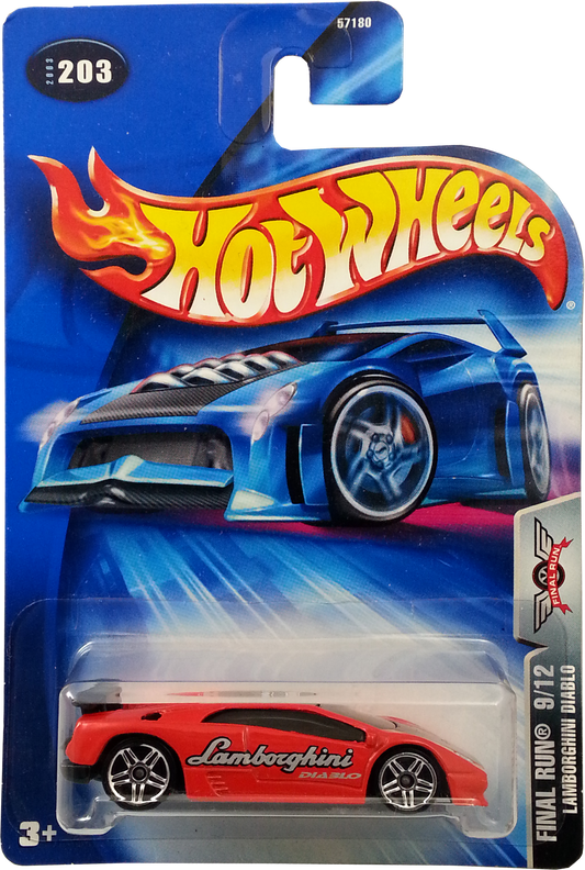 Hot Wheels 2003 - Collector # 203 - Final Run 9/12 - Lamborghini Diablo - Red - New USA Card
