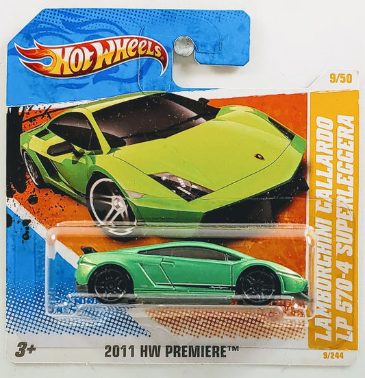 Hot Wheels 2011 - Collector # 009/244 - HW Premiere 9/50 - Lamborghini Gallardo LP 570-4 Superleggera - Green - SC