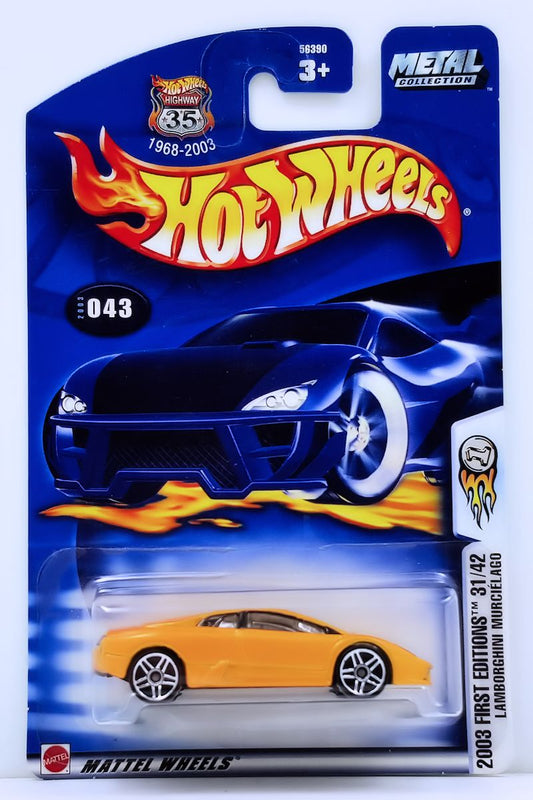 Hot Wheels 2003 - Collector # 043/220 - First Editions 31/42 - Lamborghini Murciélago - Metalflake Yellow - USA 'Dated'