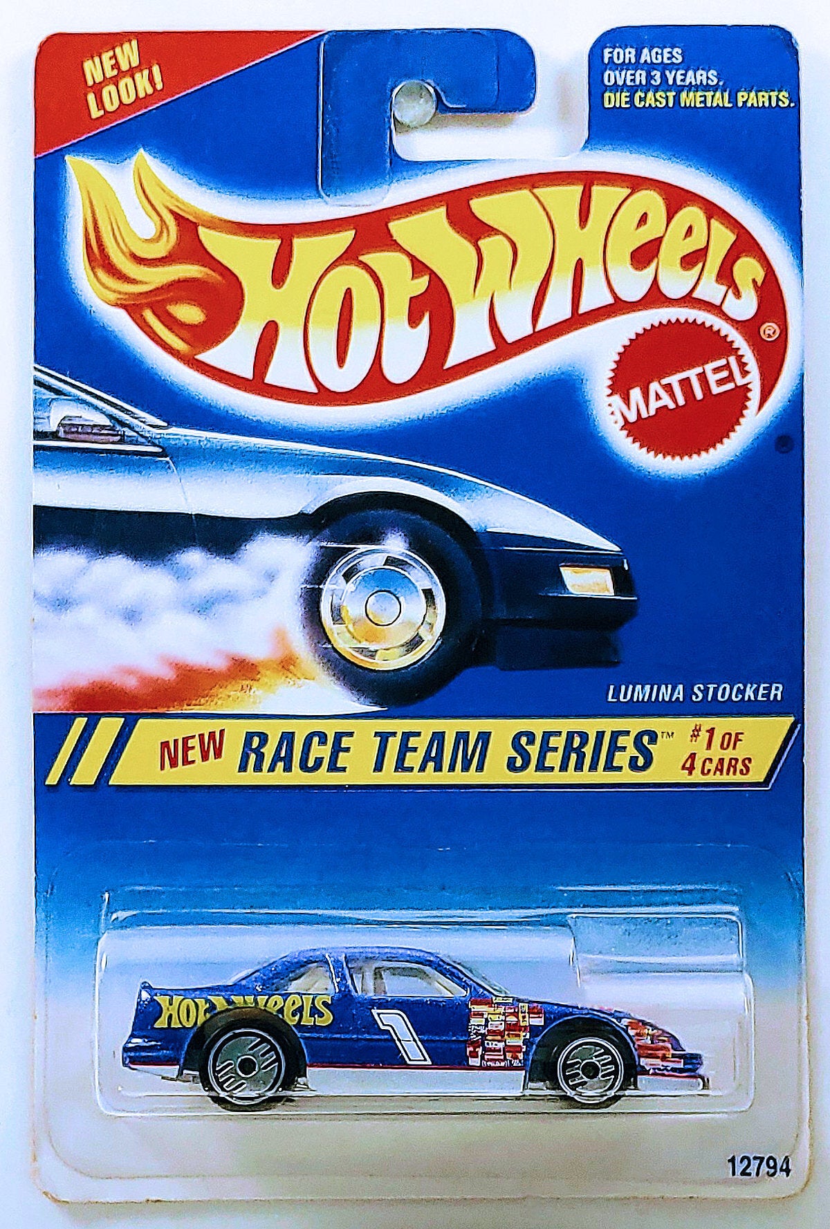 Hot Wheels 1995 - Collector # 275 - Race Team Series 1/4 - Lumina Stocker - Blue - UH Wheels - USA