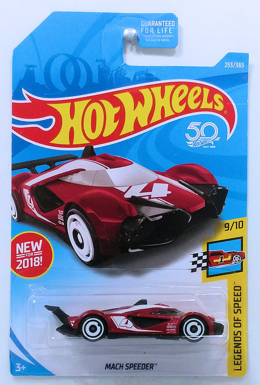 Hot Wheels 2018 - Collector # 253/365 - Legends of Speed 9/10 - New Models - Mach Speeder - Red