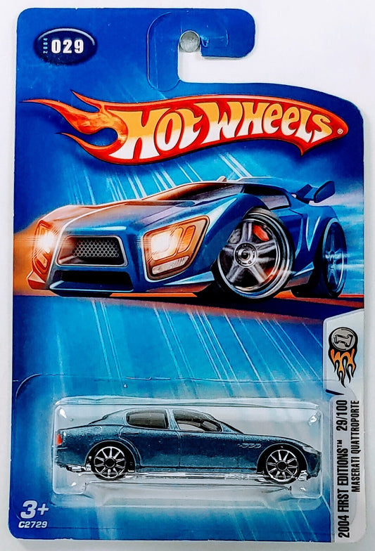 Hot Wheels 2004 - Collector # 029/212 - First Editions 29/100 - Maserati Quattroporte - Steel Blue - USA New '05 Card