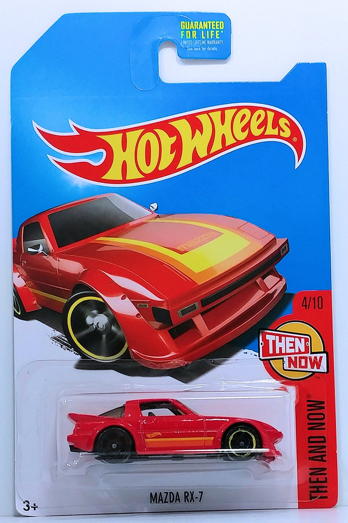 Hot Wheels 2017 - Kmart Exclusive - Then And Now 4/10 - Mazda RX-7 - Red - Rear Wheel is NOT Chromed, ERROR!
