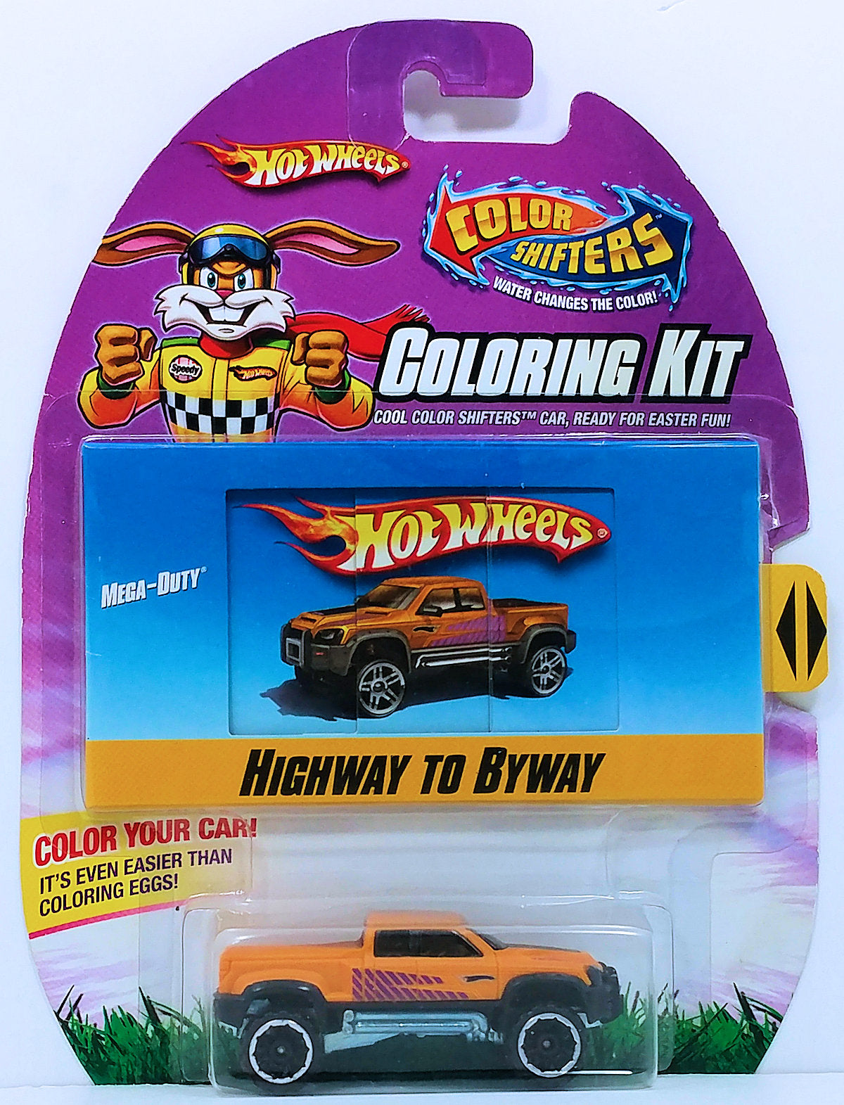 Hot Wheels 2009 - Color Shifters / Easter Coloring Kit - Mega-Duty / Highway to Byway - Orange & Purple - Target Exclusive