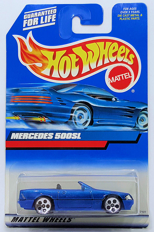 Hot Wheels 2000 - Collector # 134/250 - Mercedes 500SL - Blue over Blue - 5 Dot - USA 'Angled' Card