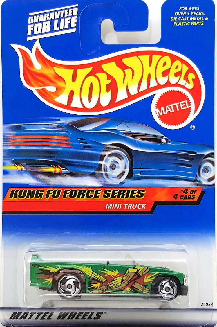 Hot Wheels 2000 - Collector # 036/250 - Kung Fu Force Series 4/4 - Mini Truck - Green - Sawblades - USA 'Square' Card