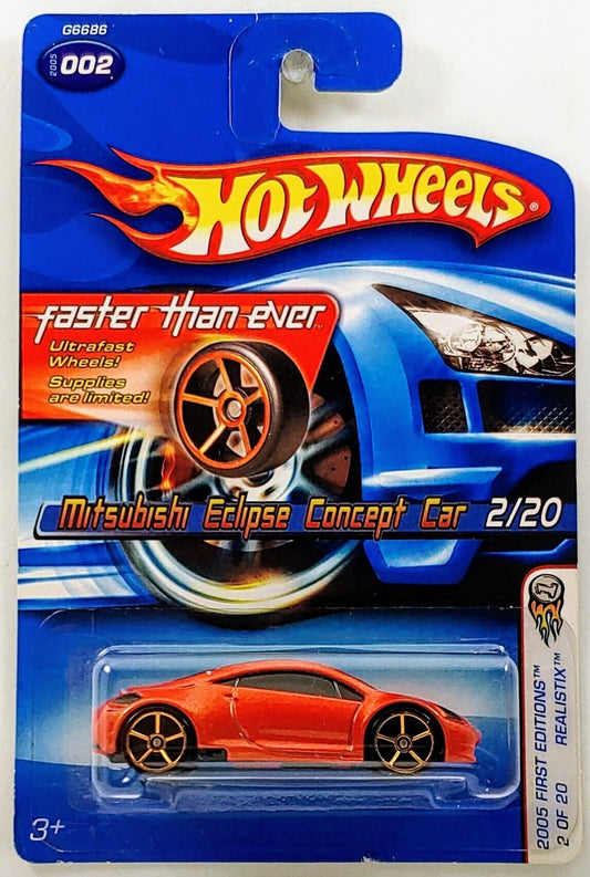Hot Wheels 2005 - Collector # 002/183 - First Editions / Realistix 2/20 - Mitsubishi Eclipse Concept - Metallic Orange - Faster Than Ever