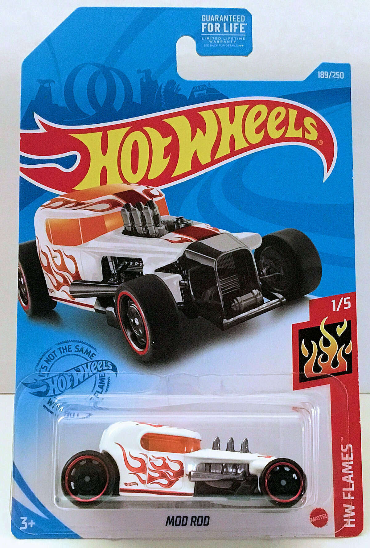 Hot Wheels 2021 - Collector # 189/250 - HW Flames 1/5 - Mod Rod - White