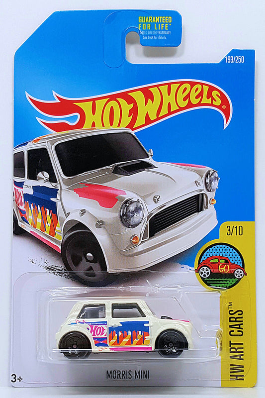 Hot Wheels 2016 - Collector # 193/250 - HW Art Cars 3/10 - Morris Mini - White / 'H' - USA