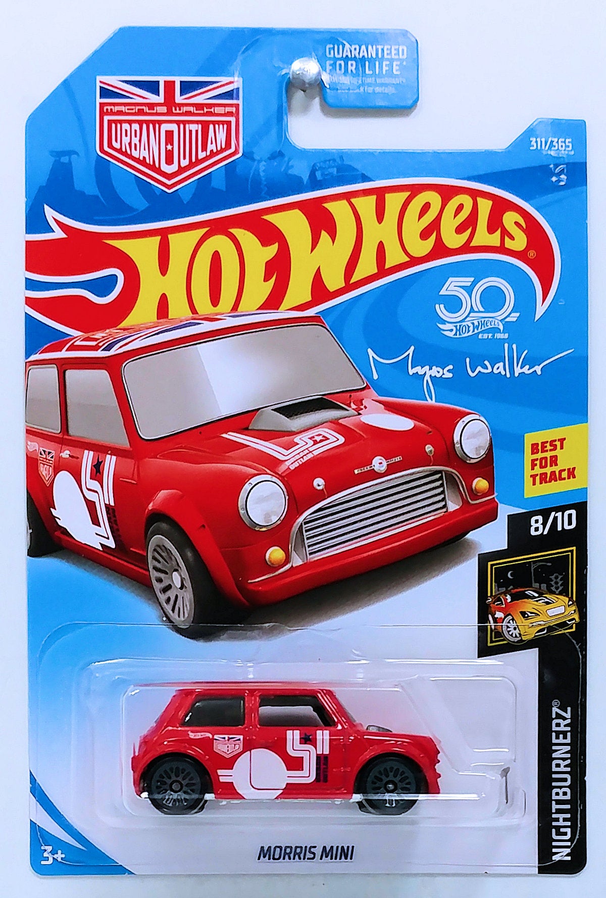 Hot Wheels 2018 - Collector # 311/365 - Nightburnerz 8/10 - Morris Mini - Red