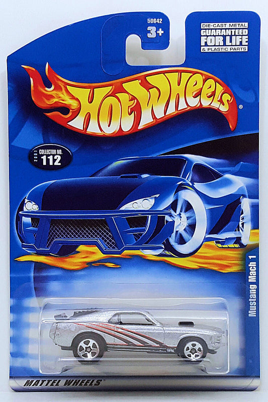 Hot Wheels 2001 - Collector # 112/240 - Mustang Mach 1 - Silver - 5 Spoke (5SP) Wheels - USA