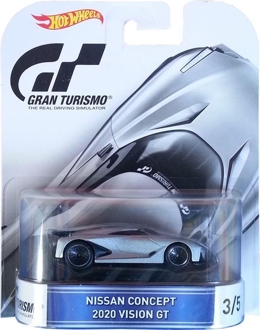 Hot Wheels 2016 - Entertainment / Gran Turismo 3/5 - Nissan Concept 2020 Vision GT - Metalflake Silver - Real Riders - NEW Casting!