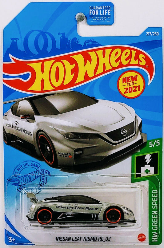 Hot Wheels 2021 - Collector # 217/250 - HW Green Speed 5/5 - New Models - Nissan Leaf Nismo RC_02 - Silver - USA