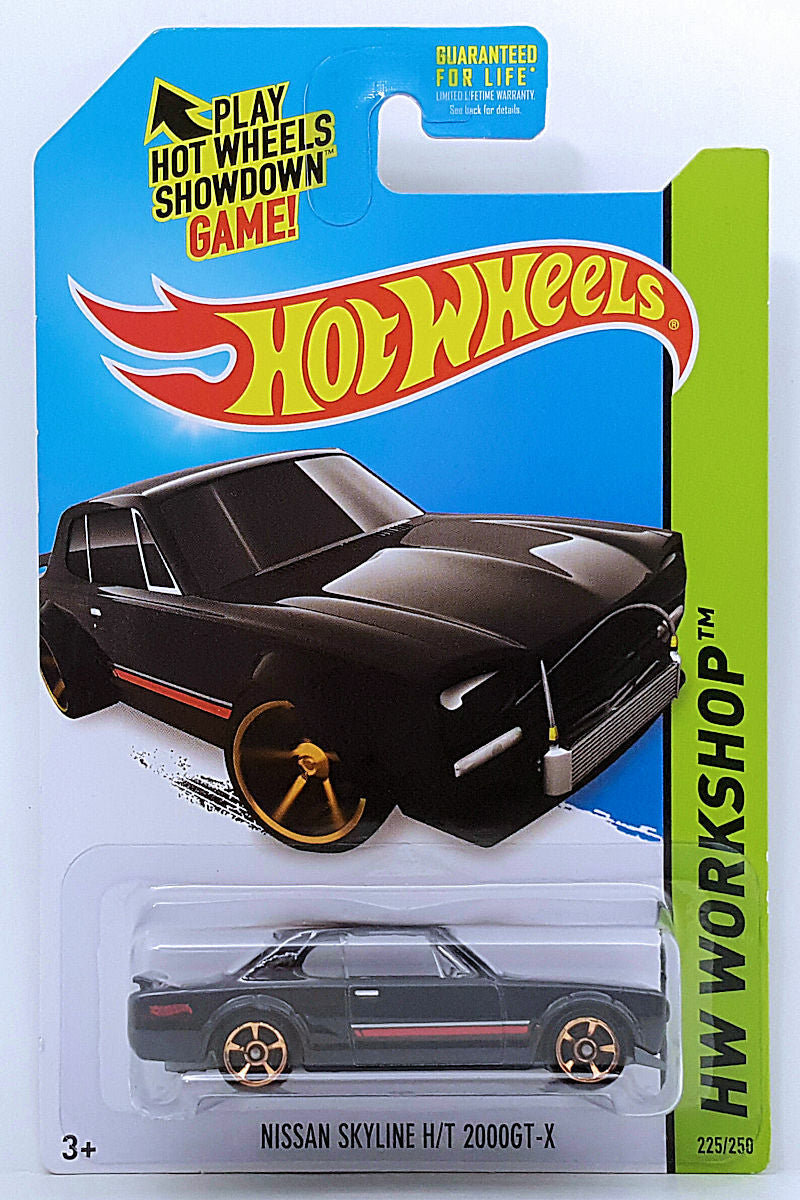 Hot Wheels 2014 - Collector # 225/250 - HW Workshop / Then And Now - Nissan Skyline H/T 2000GT-X - Black - Without Roll Cage & 1 Seat