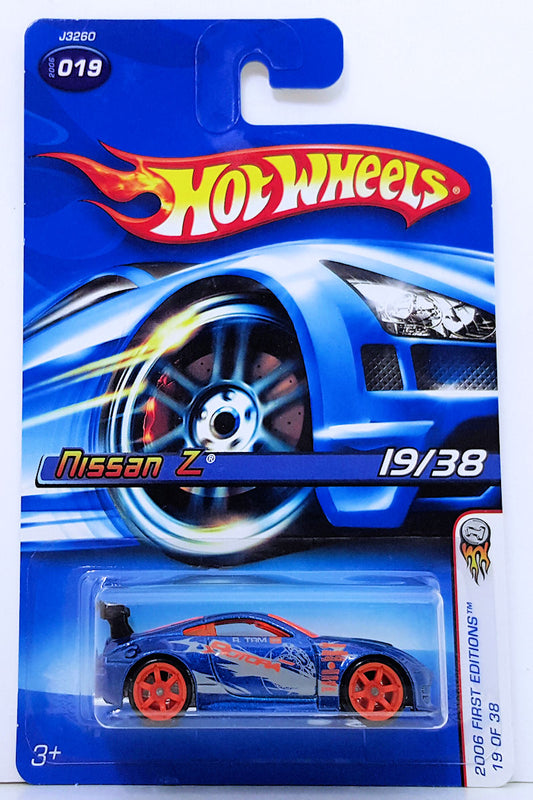 Hot Wheels 2006 - Collector # 019/223 - First Editions 19/38 - Nissan Z - Blue - Orange Co-Molded Wheels