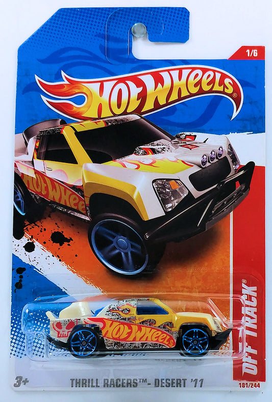Hot Wheels 2011 - Collector # 181/244 - Thrill Racers / Desert 1/6 - Off Track - White / Hot Wheels Graphics - USA