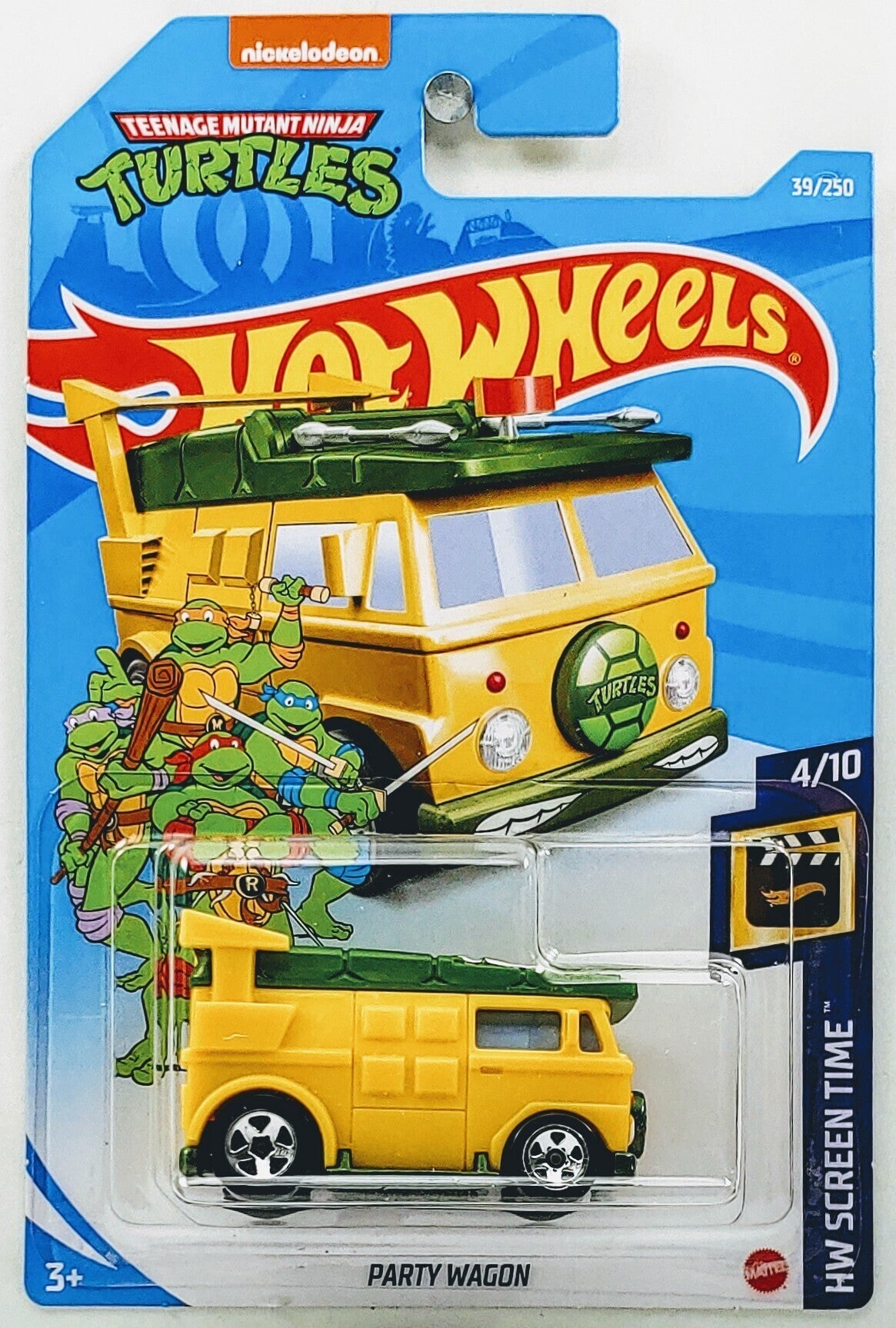 Hot Wheels 2021 - Collector # 039/250 - HW Screen Time 4/10 - Party Wagon - Yellow & Green / Teenage Mutant Ninja Turtles - IC