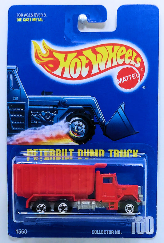 Hot Wheels 1990 - Collector # 100 - Peterbilt Dump Truck - Red - BW Wheels - USA