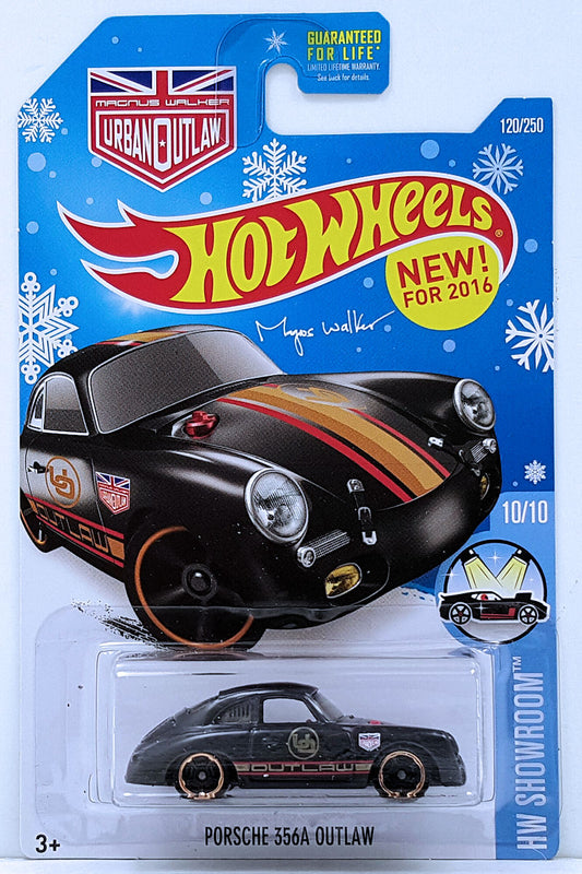 Hot Wheels 2016 - Collector # 120/250 - HW Showroom 10/10 - New Models - Porsche 356A Outlaw - Matte Black - Target Exclusive - USA 'Snowflake'
