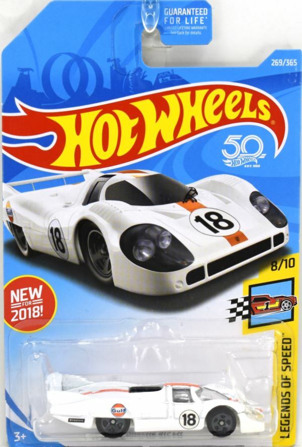 Hot Wheels 2018 - Collector # 269/365 - Legends of Speed 8/10 - Porsche 917 LH - White / Gulf Racing - USA 50th Card