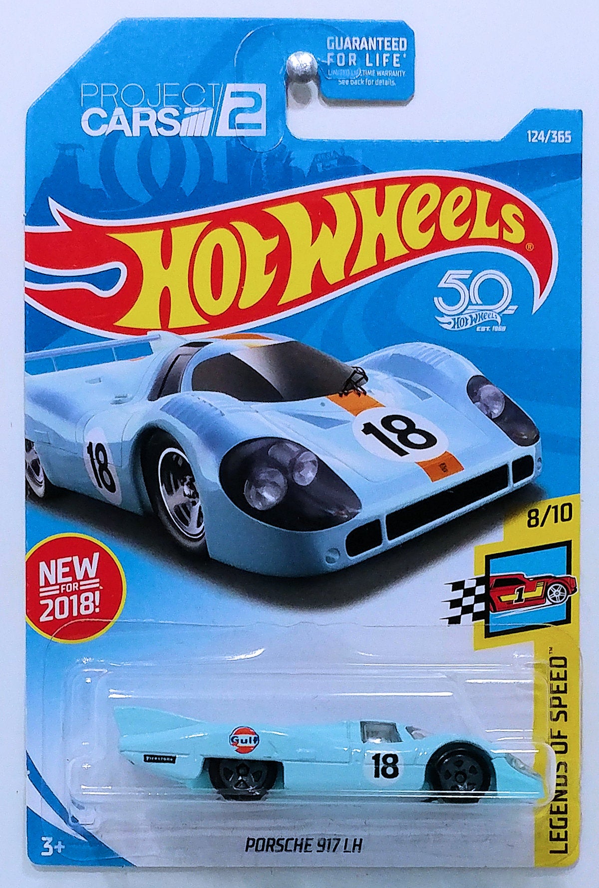 Hot Wheels 2018 - Collector # 124/365 - Legends of Speed 8/10 - Porsche 917 LH - Powder Blue / Gulf Racing