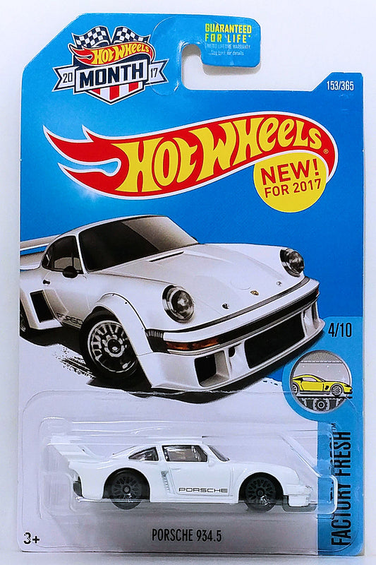 Hot Wheels 2017 - Collector # 153/365 - Factory Fresh 4/10 - New Models - Porsche 934.5 - White - Month