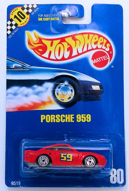 Hot Wheels 1990 - Collector # 080 - Porsche 959 - Red - UH Wheels - USA