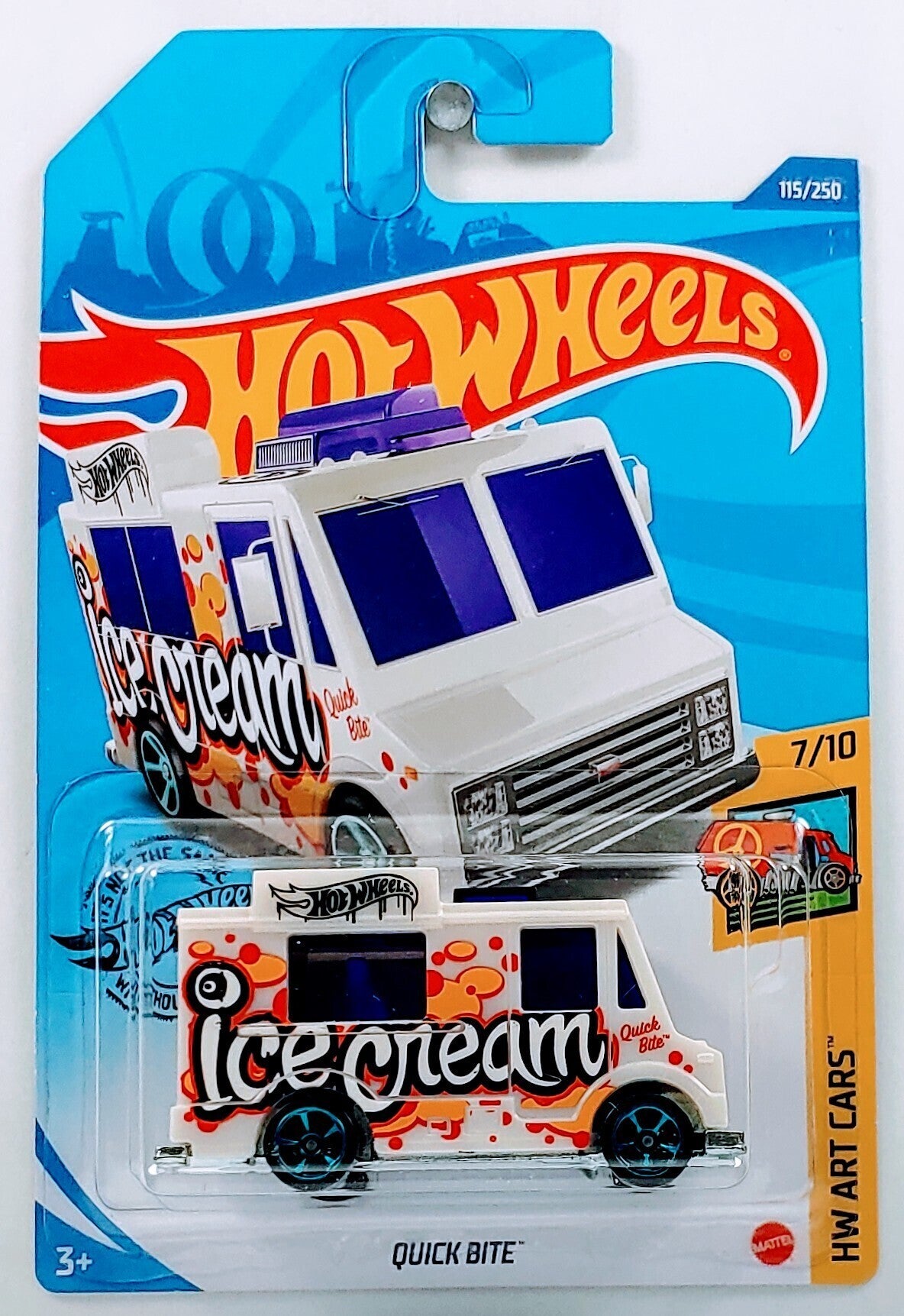 Hot Wheels 2020 - Collector # 115/250 - HW Art Cars 7/10 - Quick Bite - White / Ice Cream