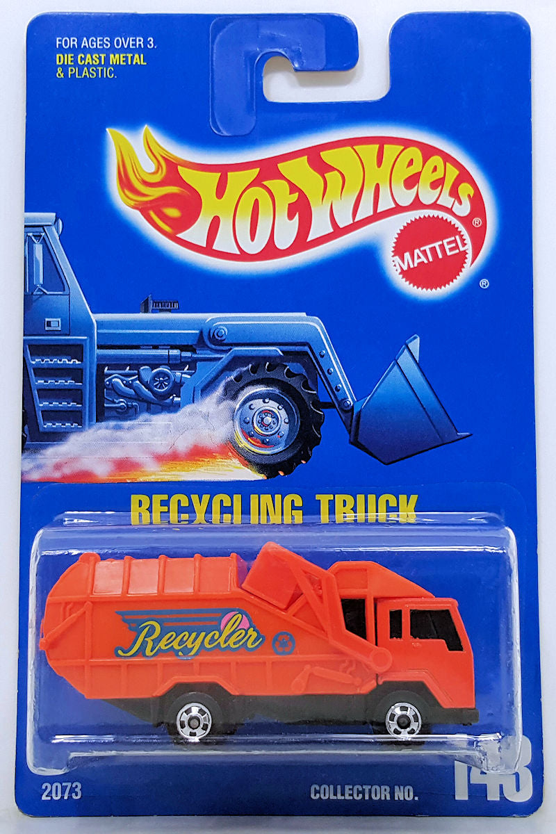 Hot Wheels 1992 - Collector # 143 - Recycling Truck - Orange - BW Wheels - USA