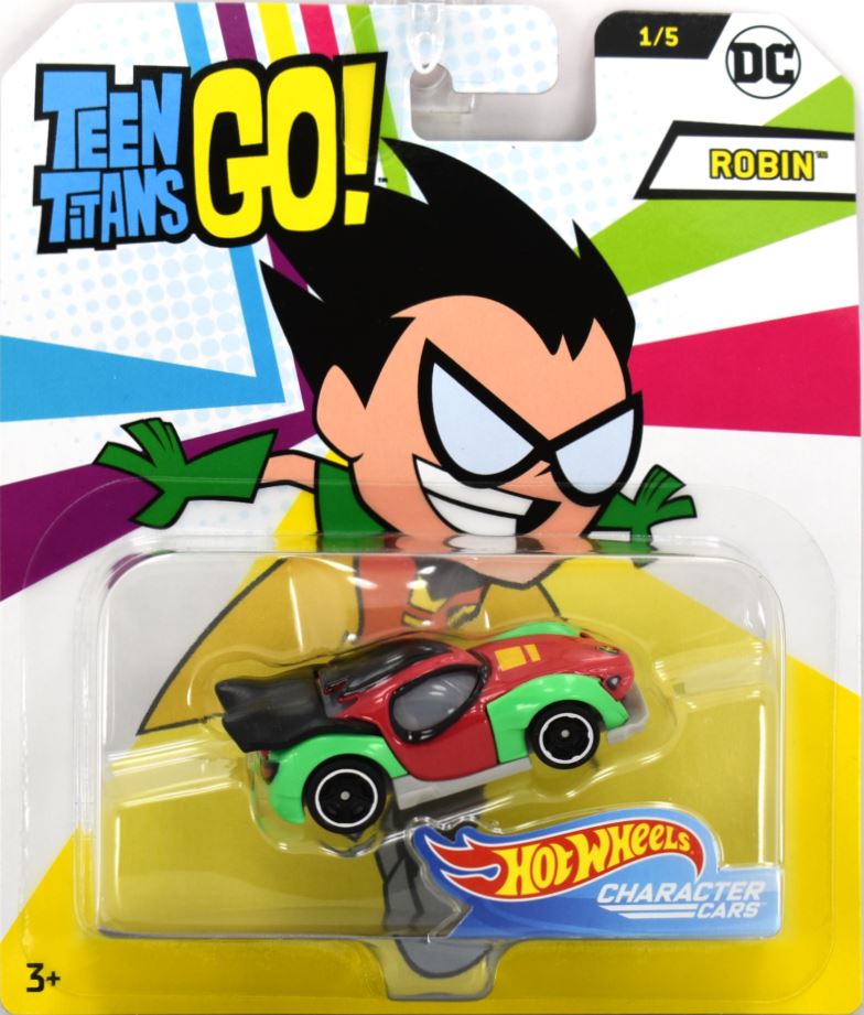 Hot Wheels 2018 -  Character Cars # FLJ10 - DC Comics / Teen Titans GO! 1/5 - Robin - Green, Black & Red