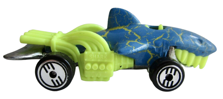 Hot Wheels 1995 - Collector # 280 - Krackle Car Series 1/4 - Sharkruiser - Blue - UH Wheels - Unpainted Base - USA Blue & White Card