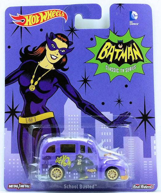 Hot Wheels 2015 - Pop Culture / DC Comics / Batman TV Series - School Busted - Purple / Catwoman - Metal/Metal & Real Riders
