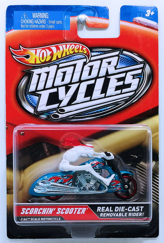 Hot Wheels 2012 - Motor Cycles - Scorchin' Scooter - Light Blue - Removable Rider - USA Red Card