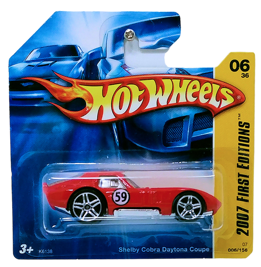 Hot Wheels 2007 - Collector # 006/156 - First Editions 06/36 - Shelby Cobra Daytona Coupe - Red / #59 - PR5 Wheels - SC