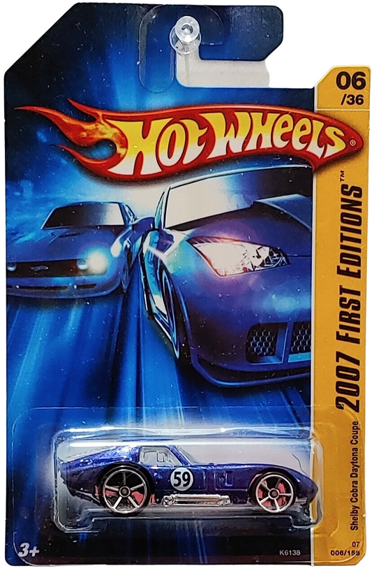 Hot Wheels 2007 - Collector # 006/156 - First Editions 06/36 - Shelby Cobra Daytona Coupe - Blue / #59 - OH5SP Wheels - IC