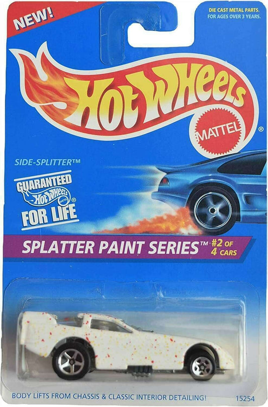 Hot Wheels 1996 - Collector # 409 - Splatter Paint Series 2/4 - Side-Splitter (Funny Car) - White - USA