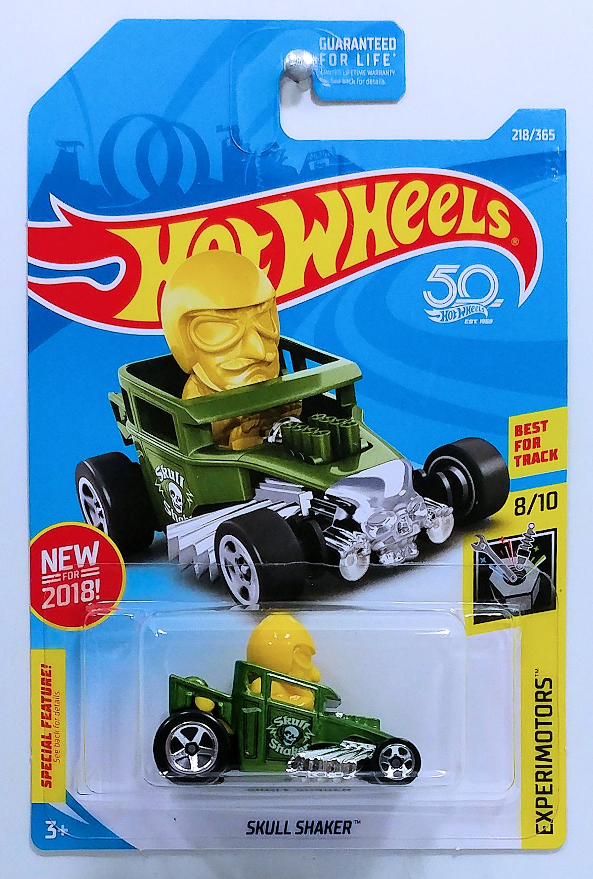 Hot Wheels 2018 - Collector # 218/365 - Experimotors 8/10 - Skull Shaker - Green - USA
