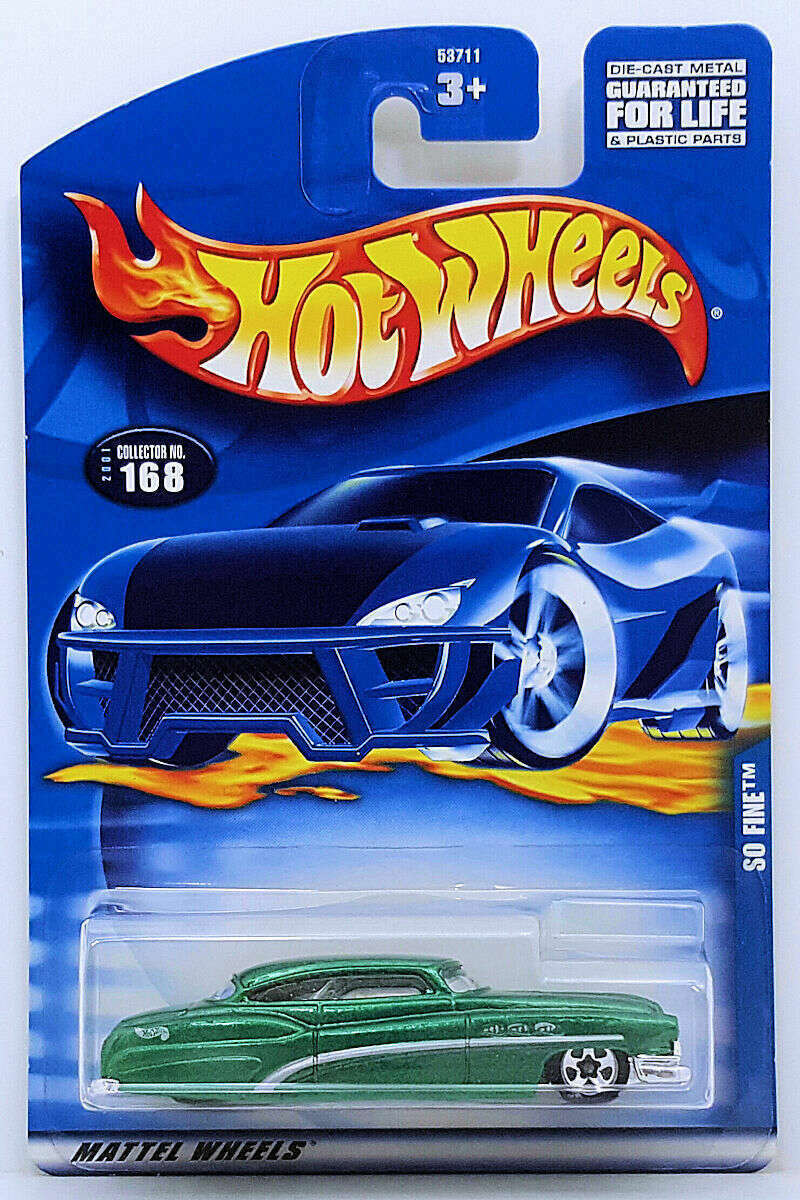 Hot Wheels 2001 - Collector # 168/240 - So Fine - Metallic Green - 5 Spokes - USA Card