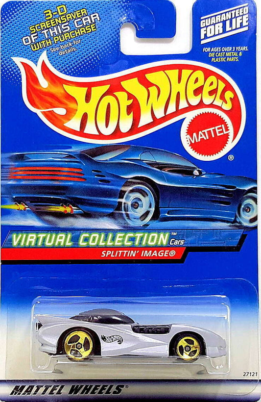 Hot Wheels 2000 - Collector # 155/250 - Virtual Collection - Splittin' Image - Silver - USA 'Square' Card - MPN 27121