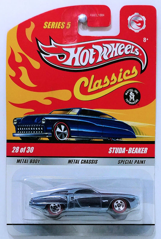 Hot Wheels 2009 - Classics Series 5 # 28/30 - Studa-Beaker - Spectraflame Steel Blue - Metal/Metal & 5 Spokes with Redlines