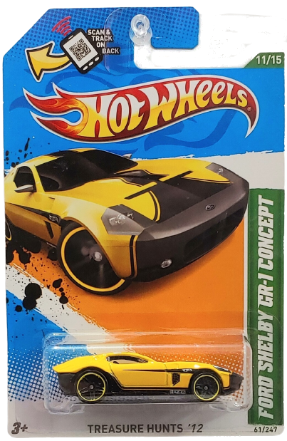 Hot Wheels 2012 - Collector # 061/247 - Treasure Hunt Series 11/15 - Ford Shelby GR-1 Concept - Yellow - Black Stripes - USA