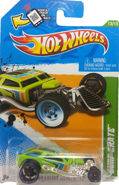 Hot Wheels 2012 - Collector # 063/247 - Treasure Hunts 13/15 - Surf Crate - Neon Green - 'TH' Logo on Roof - USA