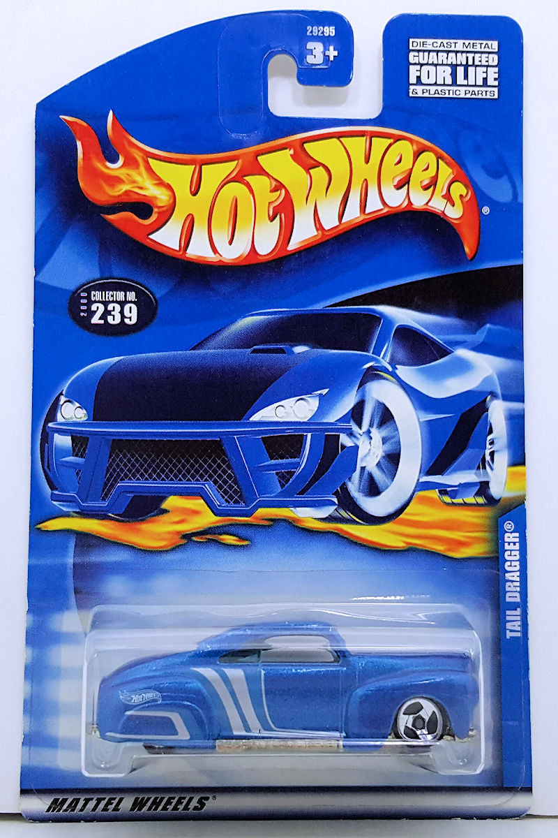 Hot Wheels 2000 - Collector # 239/250 - Tail Dragger - Blue - Thailand - USA New '2001 Style' Card