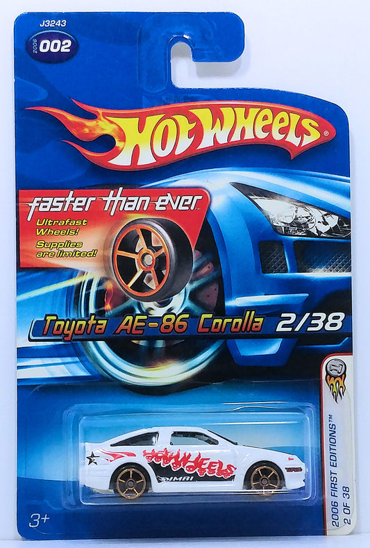 Hot Wheels 2006 - Collector # 002/223 - First Editions 2/38 - Toyota AE-86 Corolla - White - Faster Than Ever