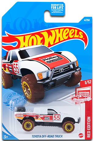 Hot Wheels 2021 - Collector # 004/250 - Red Edition 1/12 - Toyota Off-Road Truck - White / Holley - Target Exclusive