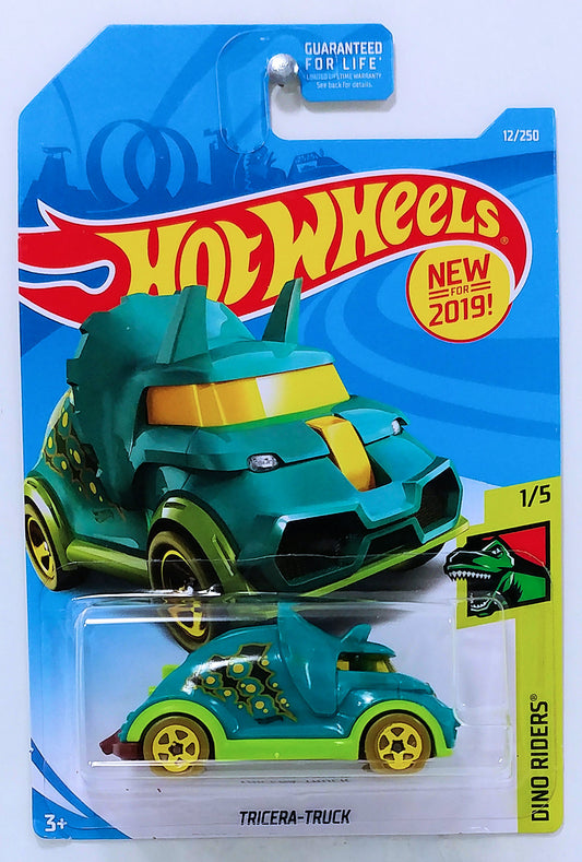 Hot Wheels 2019 - Collector # 012/250 - Dino Riders 1/5 - New Models - Tricera-Truck - Teal