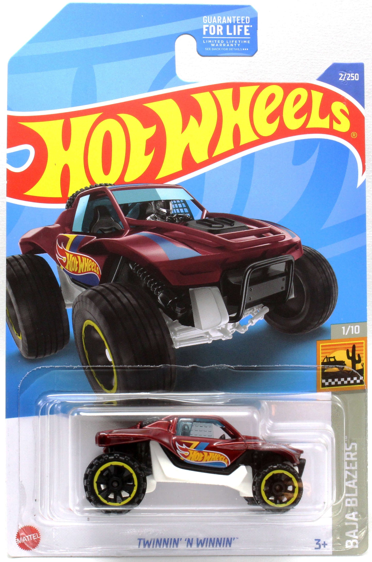Hot Wheels 2022 - Collector # 002/250 - Baja Blazers 1/10 - Twinnin' 'N Winnin' - Dark Red